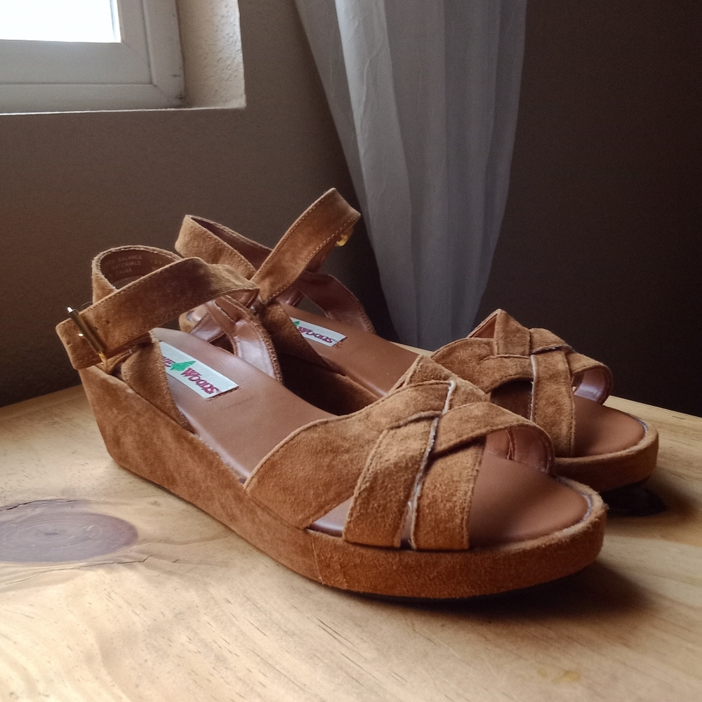 Vintage Maine Woods Leather Wedge Sandals 9.5